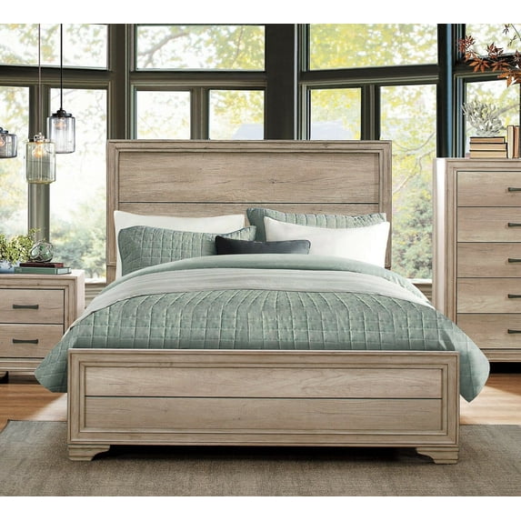 Contemporary Style 1pc Full Size Bed Natural Finish Melamine Laminate Rustic Aesthetic Bedroom Furniture