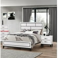 thumbnail image 1 of Contemporary Style 3pc Queen Size Low-Profile Bed and 2x Nightstands Bedroom Furniture Set White Finish, 1 of 5