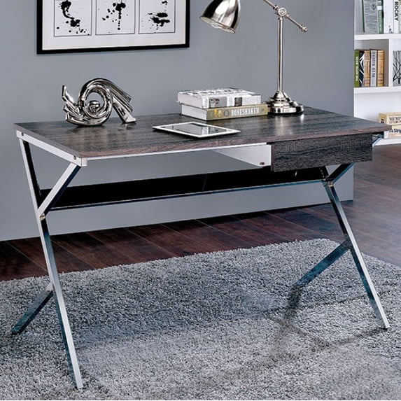 Contemporary Style Computer Desk, Gray