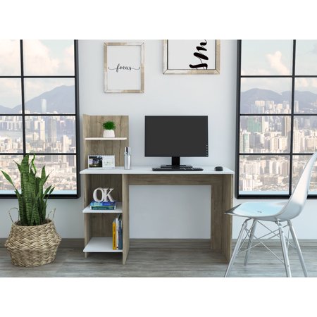 Contemporary Style Curry 4-Shelf Writing Desk White and Pine
