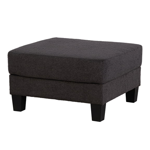 Contemporary Style Dark Gray Finish Square Storage Ottoman Wooden Legs Primary Living Room