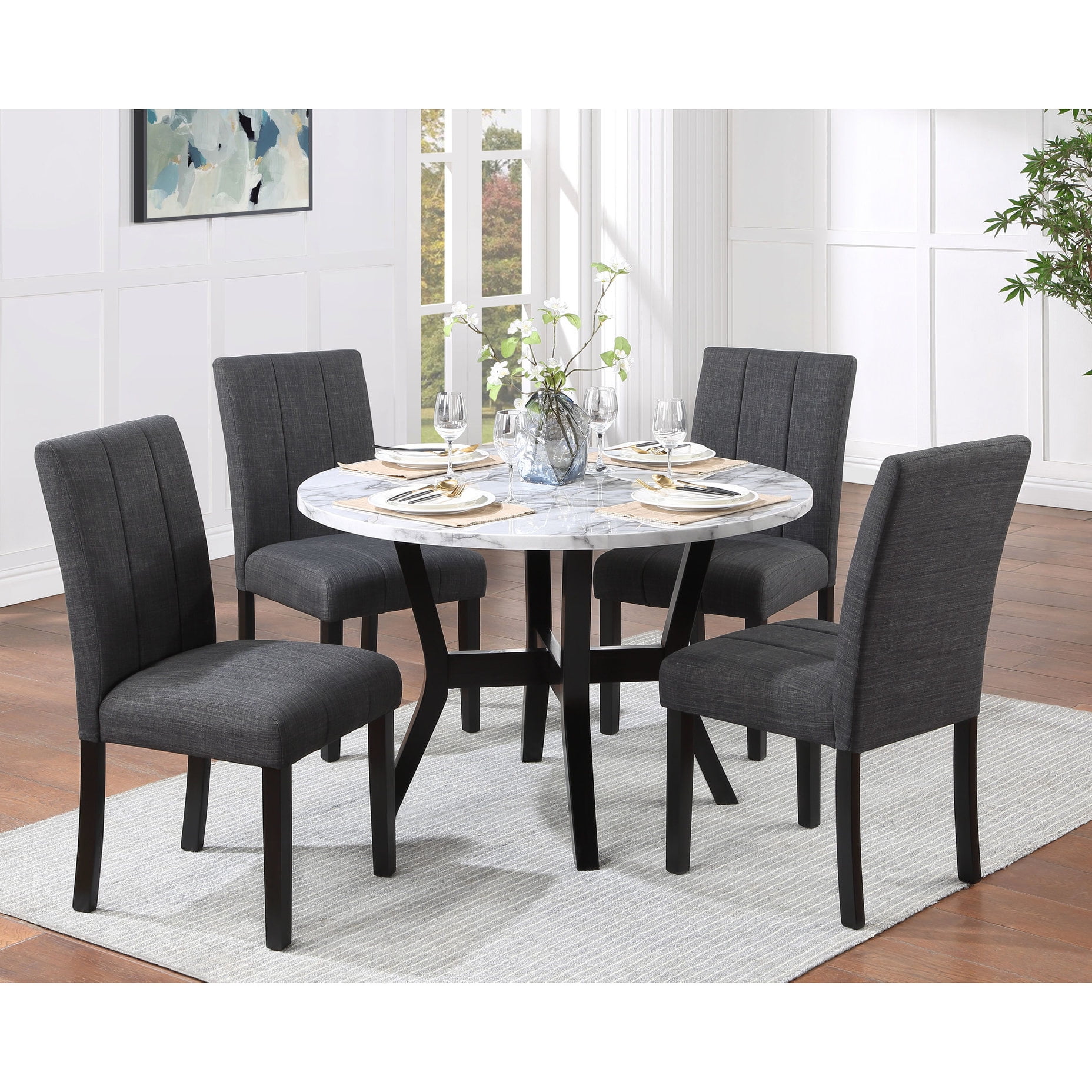 Contemporary Style Dining Set+Marble Grain Top”-“Kitchen Dinners/Living ...