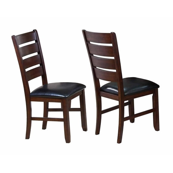 Contemporary Style Espresso Black Dining Chairs 4pc Set Leather Look Upholstery Side Chairs Wooden Fabric