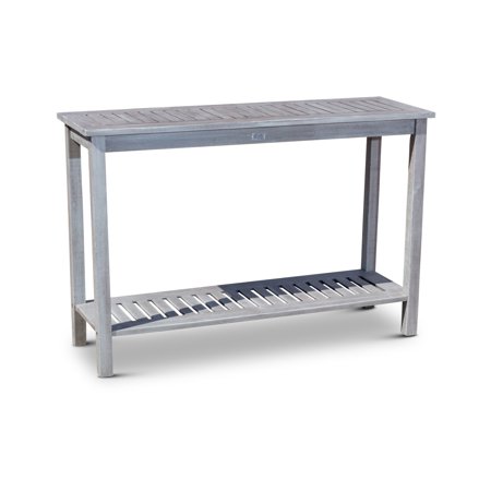 Contemporary Style Eucalyptus Console Table, 2 Shelves, Silver Gray