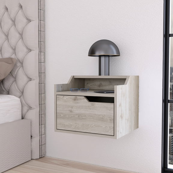 Contemporary Style Floating Nightstand / Keep Bedroom Essentials at Hand
