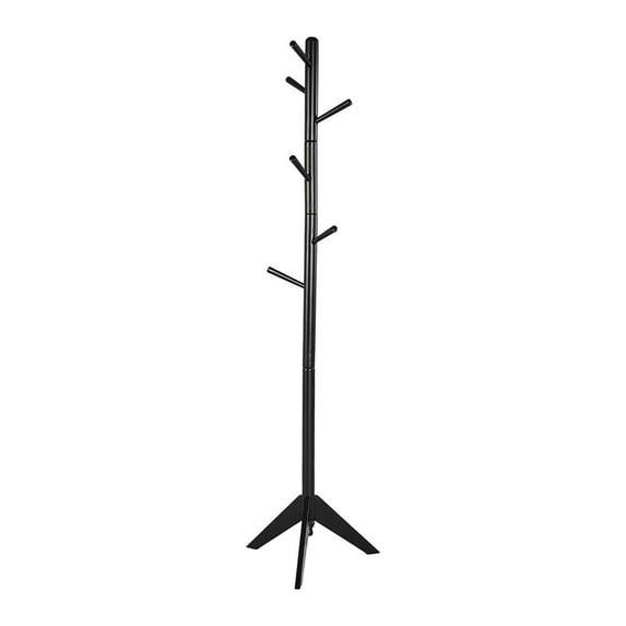 Benjara 17" Contemporary Solid Wood Hall Tree Coat Rack in Black
