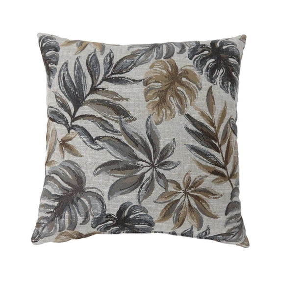 Benzara Contemporary Style Leaf Designed Set of 2 Throw Pillows, Red-Color:Gray