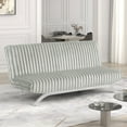 thumbnail image 1 of Contemporary Style Light Gray Finish Futon Sofa Bed Convert Into Bed With Extra Support Leg Chrome Finish Metal Base Legs, 1 of 6