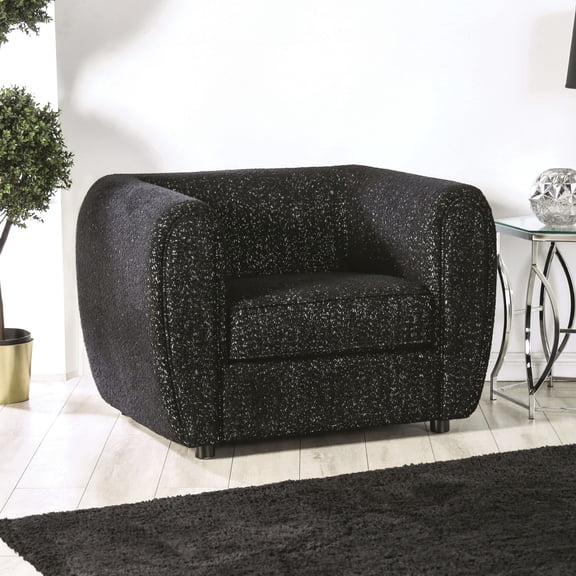 Contemporary Style Low Back Chair Black Box Seat Cushion Wooden Legs High Density Foam Welt Trim Tuxedo Inspired Design Black