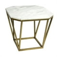 Contemporary Style Metal & Marble Accent Table, White
