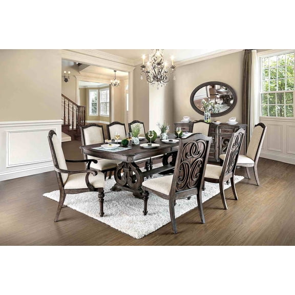 Contemporary Style Natural Tone Dining Table W Leaf 2x Arm Chairs 6x Side Chairs 9pc Dining Set