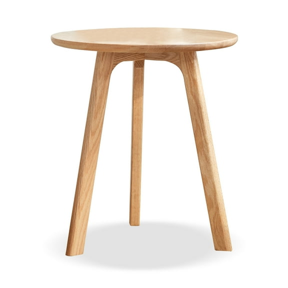 Contemporary Style Oak Wood Round End Table Side Table - Small Table for Living Room & Bedroom