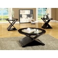 thumbnail image 1 of Contemporary Style Occasional Coffee Table With Unique Base Cross Design 5mm Glass Top Supported With Solid Wood Structure Espresso Finish, 1 of 6
