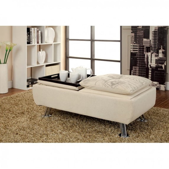 Contemporary Style Ottoman, White