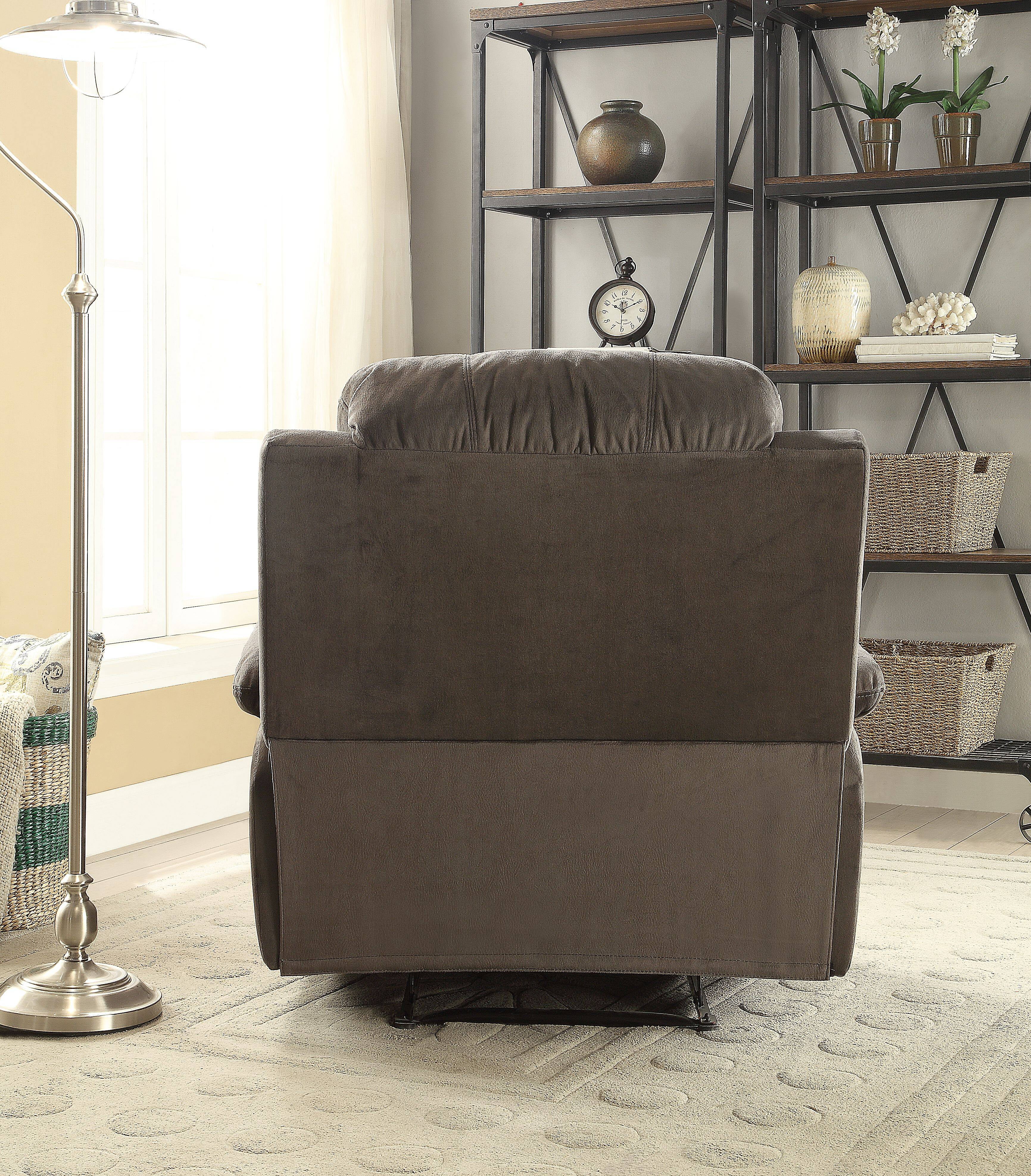 Charcoal Gray Microfiber Recliner with Cushioned Armrests
