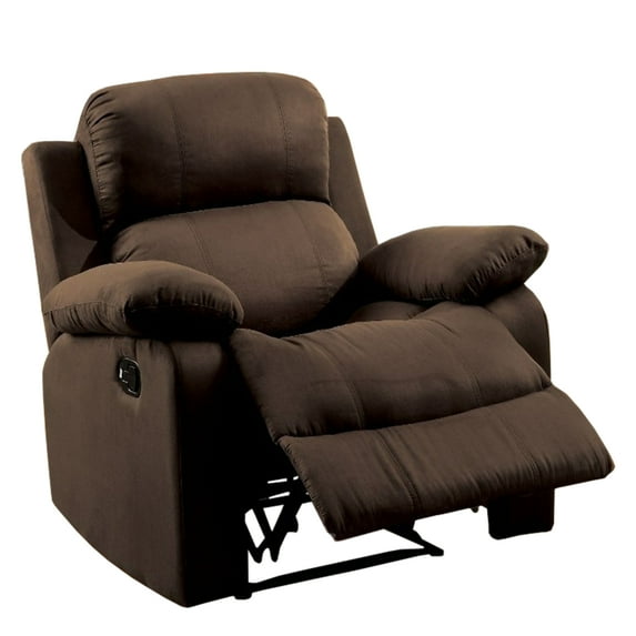 Contemporary Style Upholstered Recliner with Cushioned Armrests, Chocolate Brown- Saltoro Sherpi