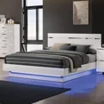 thumbnail image 1 of Contemporary Style White Queen Size Bed 1pc Low Profile Platform Bedframe High Gloss LED Bedroom Furniture, 1 of 8