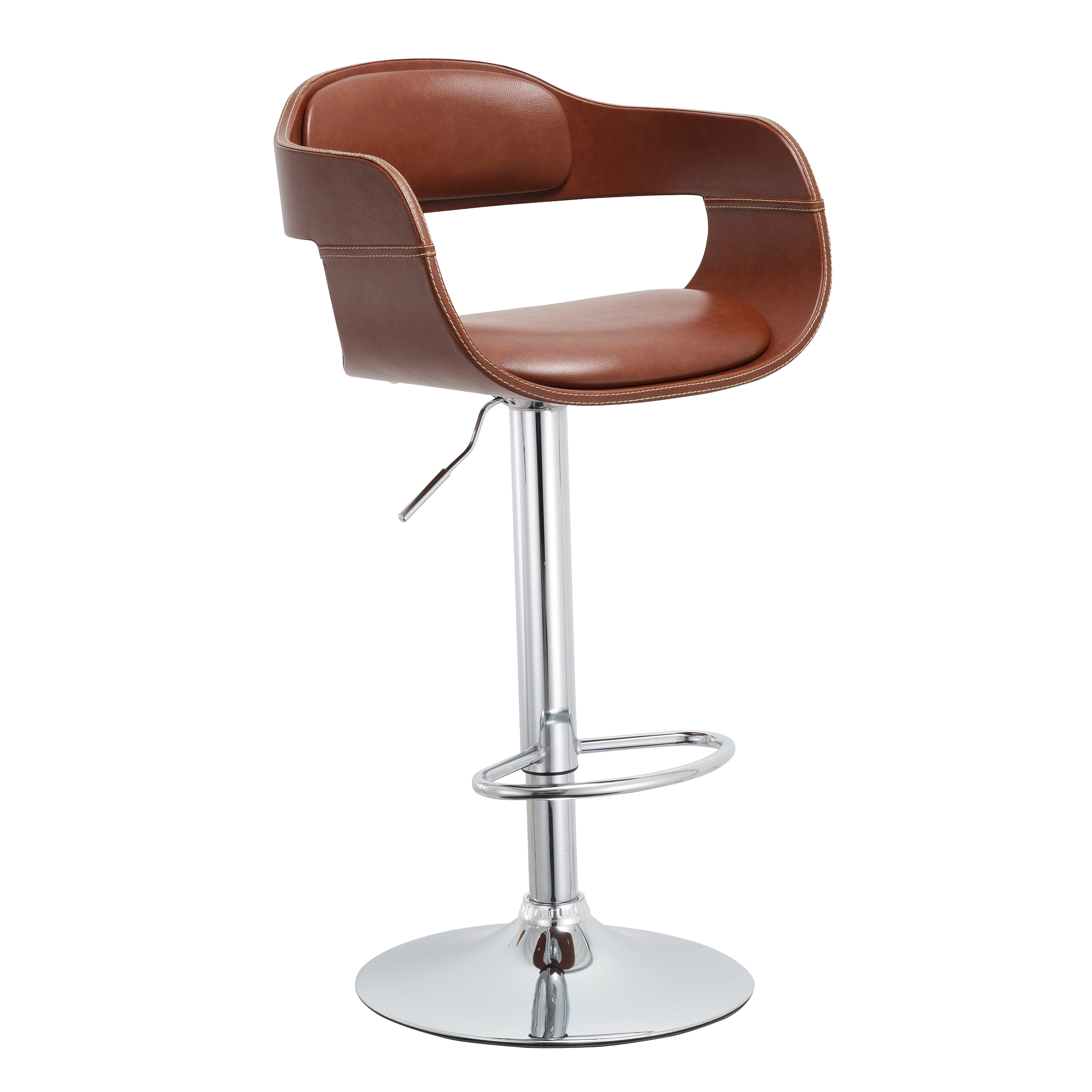 Contemporary Swivel Adjustable Barstool with Padded Seat and Back