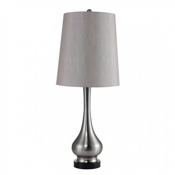 Benzara TERI Contemporary Table Lamp, Silver Base With White Shade
