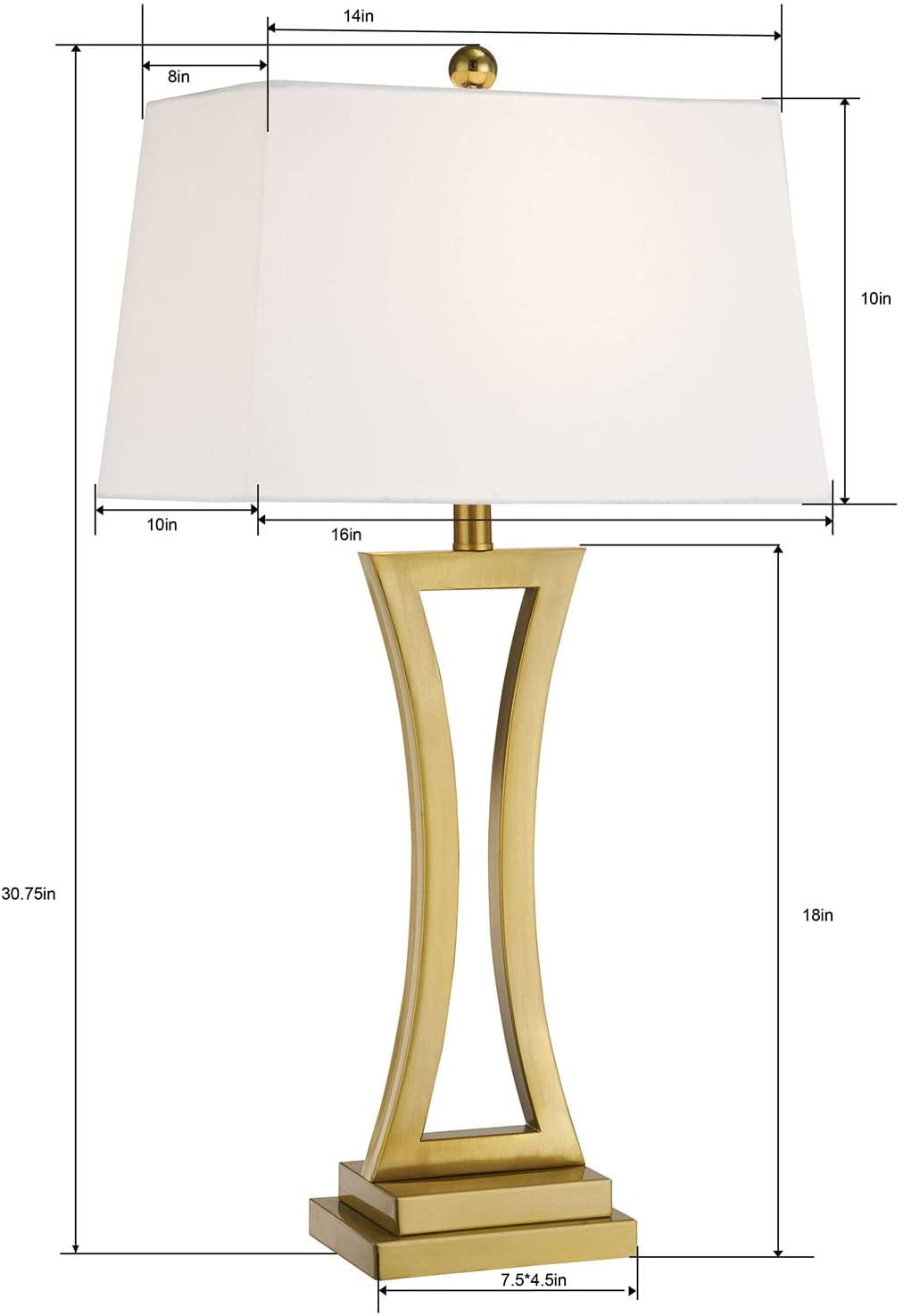 Contemporary Table Lamps Set of 2, Gold 30.75'' Tall Bedside Lamps with