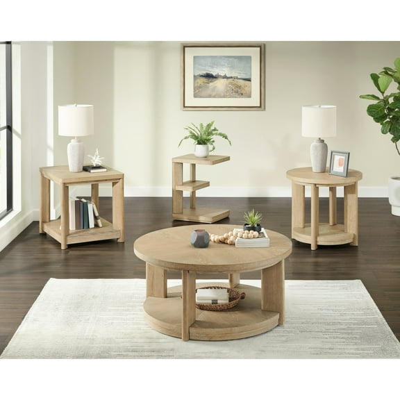 Contemporary Tan Solid Wood End Table, 23"x28"x24", Easy To Assemble Furniture 23.0"x28.0"x24.0", Design For Living Room