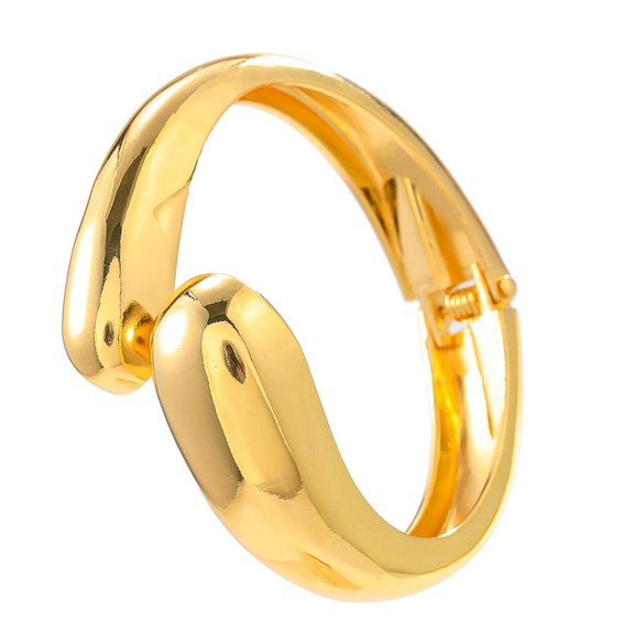 Contemporary Teardrop Open Ended Bangle Polished Alloy Fashionable Wristwear