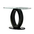 thumbnail image 1 of Contemporary Tempered Glass Top Sofa Table with O Shape Base, Black, 1 of 5