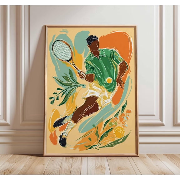 Contemporary Tennis Sport Poster, Unframed Paper Poster 8x10in