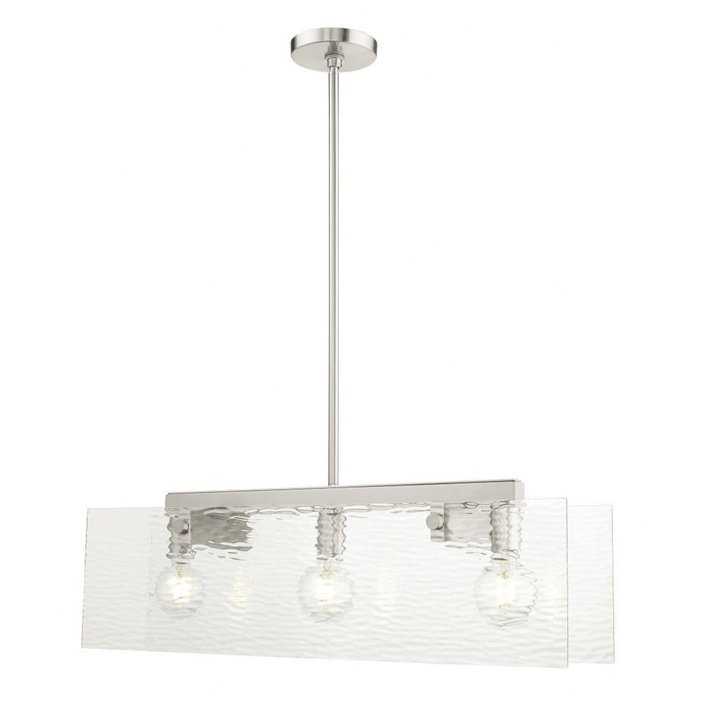 Elegant Brushed Nickel & Crystal 3-Light Linear Chandelier