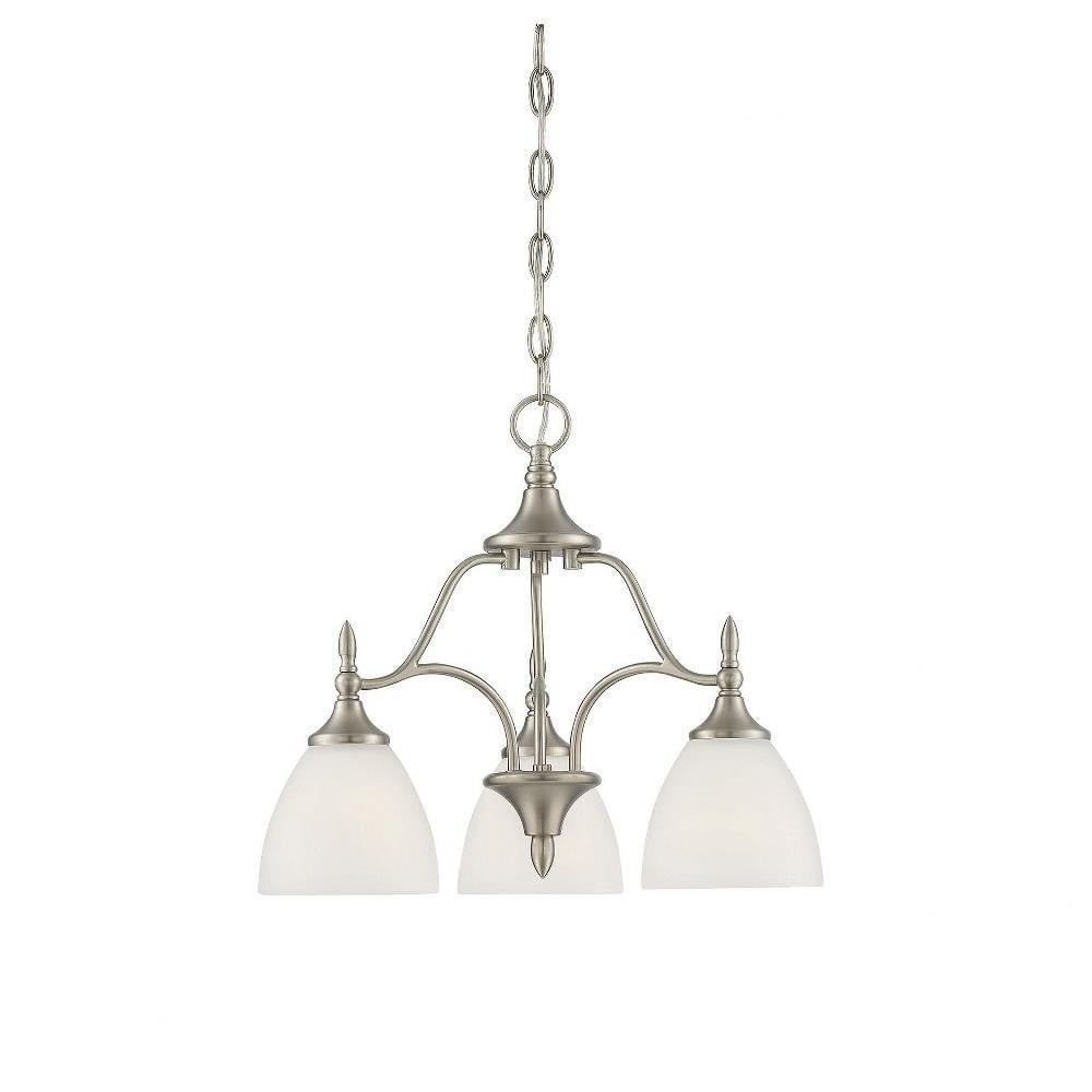 Herndon Satin Nickel 3-Light Chandelier with Frosted Glass Shades