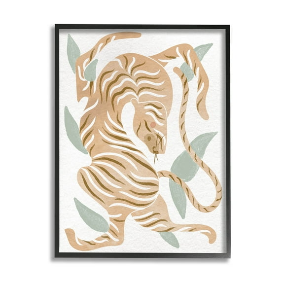 Contemporary Tiger Wildlife Shapes Animals & Insects Graphic Art Black Framed Art Print Wall Art