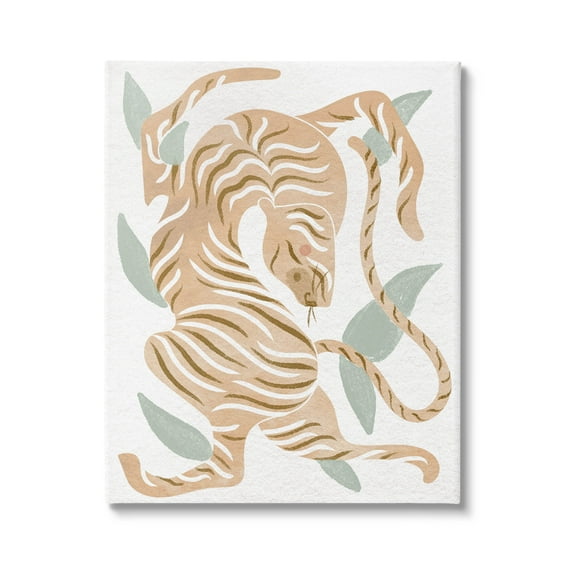 Contemporary Tiger Wildlife Shapes Animals & Insects Graphic Art Gallery Wrapped Canvas Print Wall Art