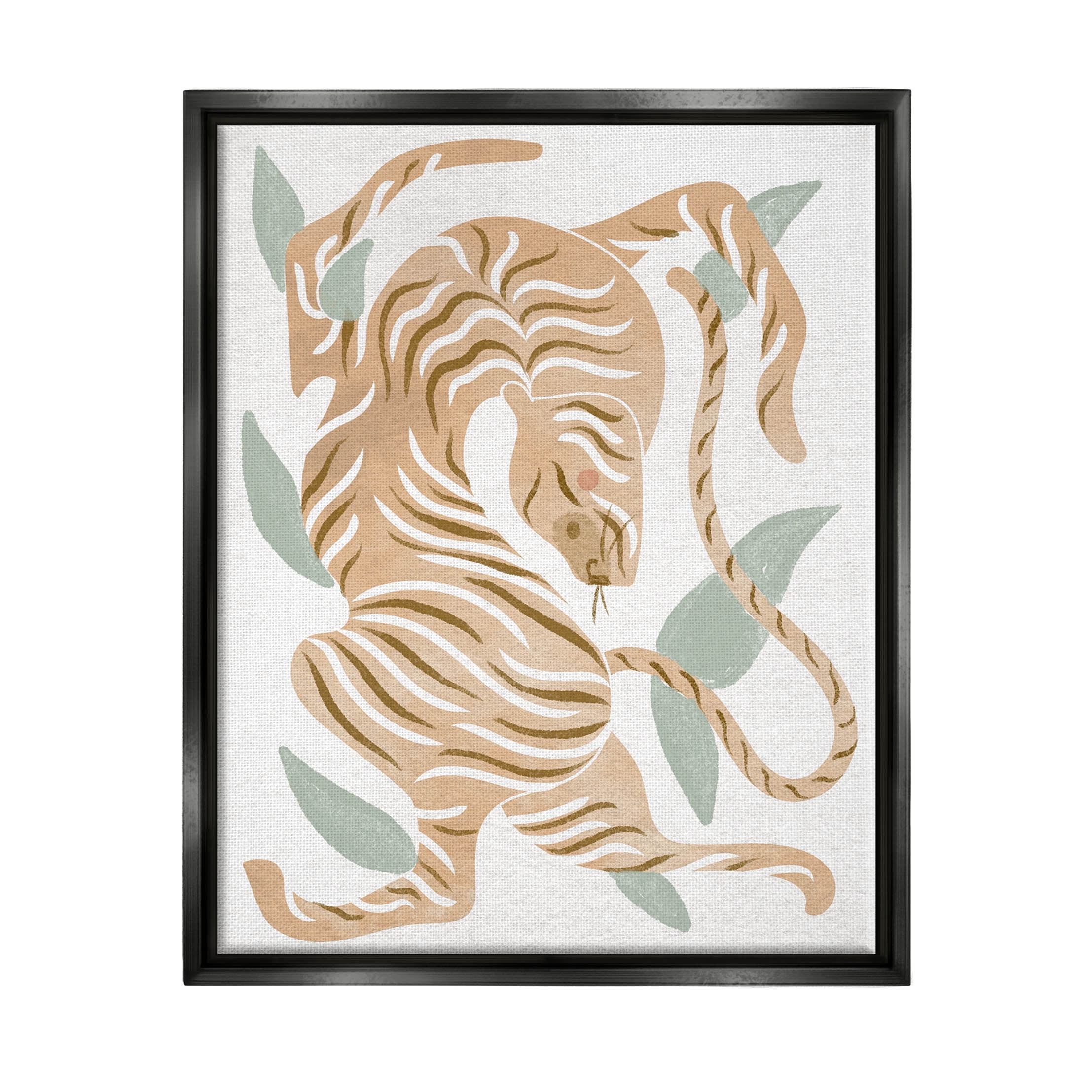 Contemporary Tiger Wildlife Shapes Animals & Insects Graphic Art Jet Black Framed Art Print Wall Art