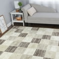 thumbnail image 1 of Contemporary Tile Plush Polypropylene Indoor Runner Rug, 5' x 8', Beige, 1 of 7