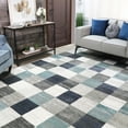 thumbnail image 1 of Contemporary Tile Plush Polypropylene Indoor Runner Rug, 8' x 10', Rivulet, 1 of 8