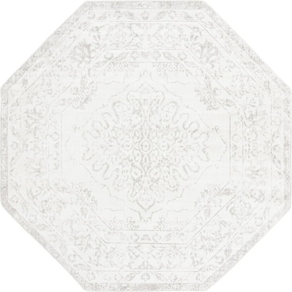 Contemporary Trabzon Collection Area Rug Cream-Gray - 7'x7' Octagon