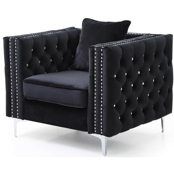 Contemporary Track Arm Chair for Relaxing | Comfortable Seating in Compact Spaces | Velvet with Foam and Black Finish | Easy Setup Process