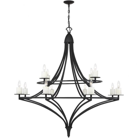 Contemporary Traditional Twelve Light Chandelier-Matte Black Finish Bailey Street Home 159-Bel-4636184