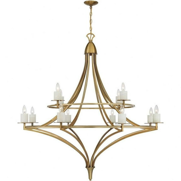 Contemporary Traditional Twelve Light Chandelier-Warm Brass Finish Bailey Street Home 159-Bel-4636183