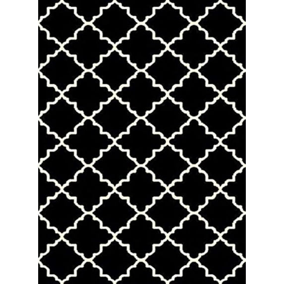 Contemporary Trellis Modern Geometric Area Rug Black 635 furnishmyplace- 3'6"x5'6"