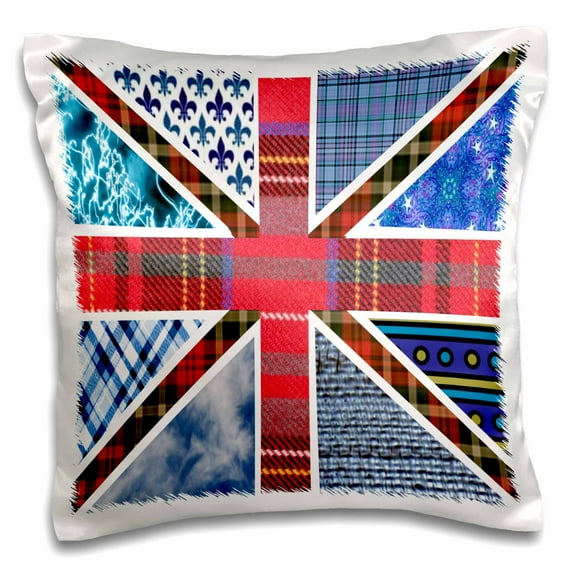 3dRose, Contemporary Trendy Patterned Union Jack English Flag - Modern Great Britain United Kingdom England, 16x16 inch Pillow Case