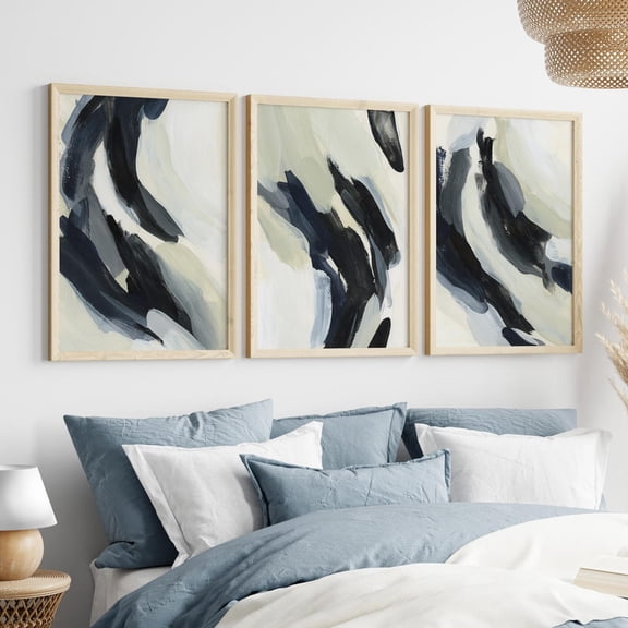 Contemporary Triptych Neutral Flow Session Art Prints or Canvases Poster Set 3