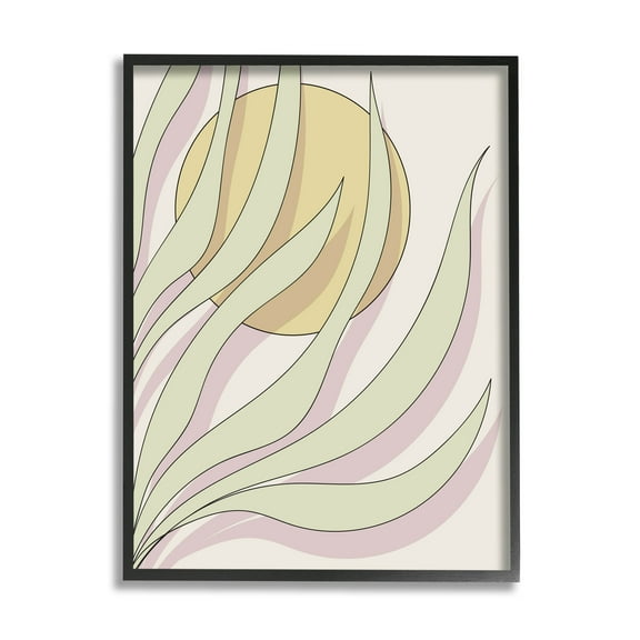 Contemporary Tropical Plant Leaves Botanical & Floral Graphic Art Black Framed Art Print Wall Art