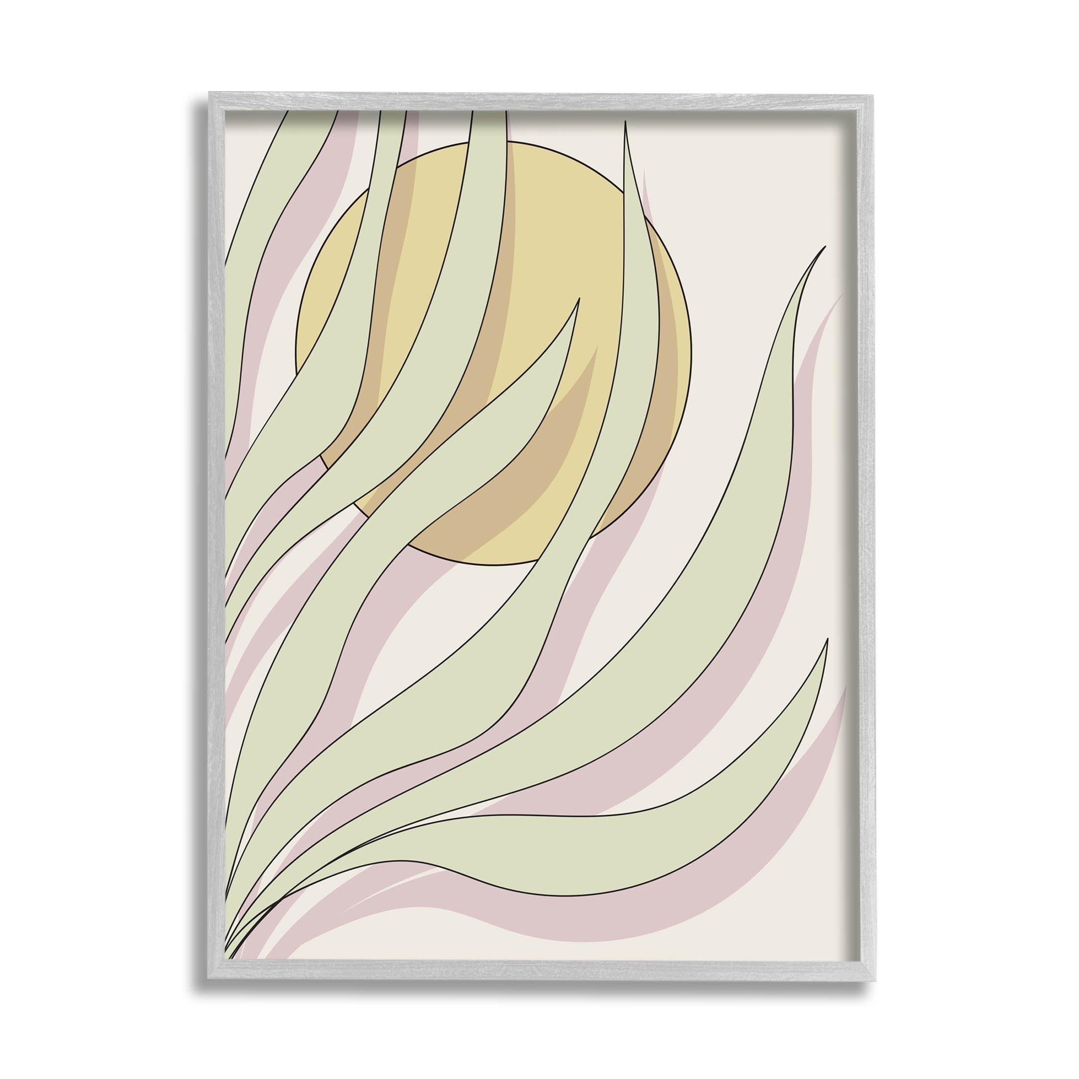 Contemporary Tropical Plant Leaves Botanical & Floral Graphic Art Gray Framed Art Print Wall Art