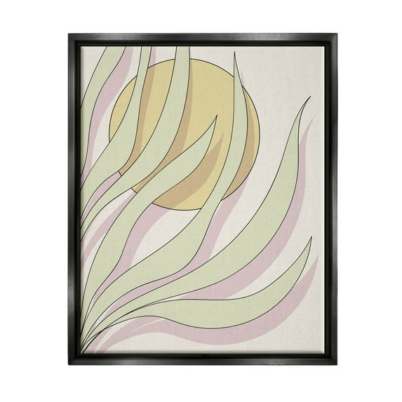 Contemporary Tropical Plant Leaves Botanical & Floral Graphic Art Jet Black Framed Art Print Wall Art