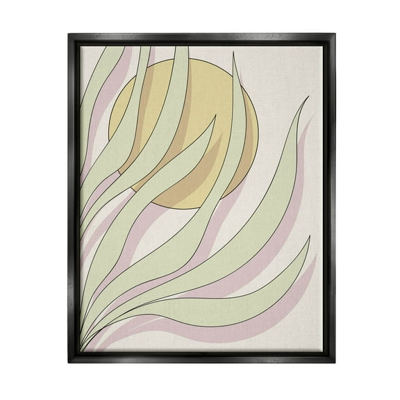 Contemporary Tropical Plant Leaves Botanical & Floral Graphic Art Jet Black Framed Art Print Wall Art