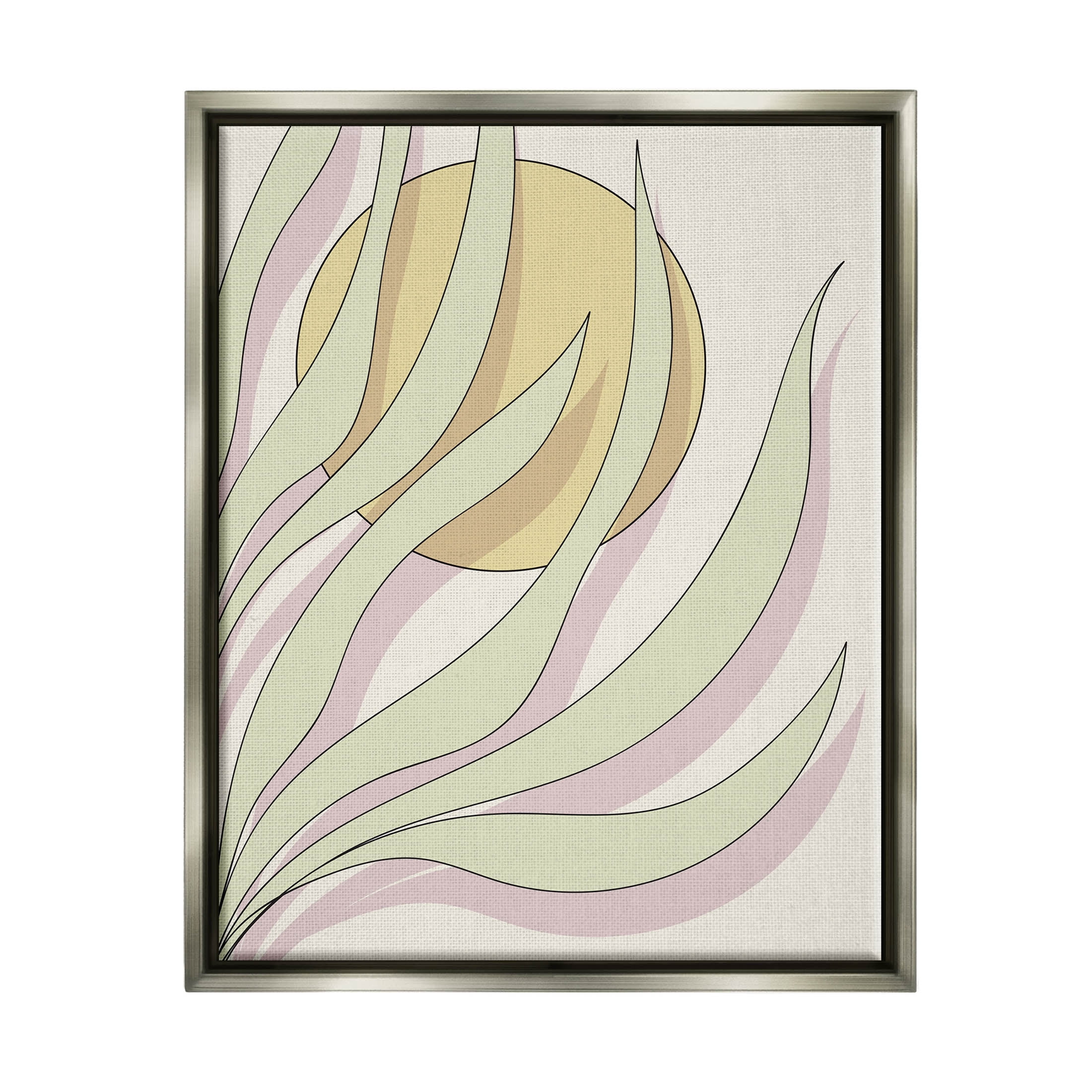 Contemporary Tropical Plant Leaves Botanical & Floral Graphic Art Luster Gray Framed Art Print Wall Art