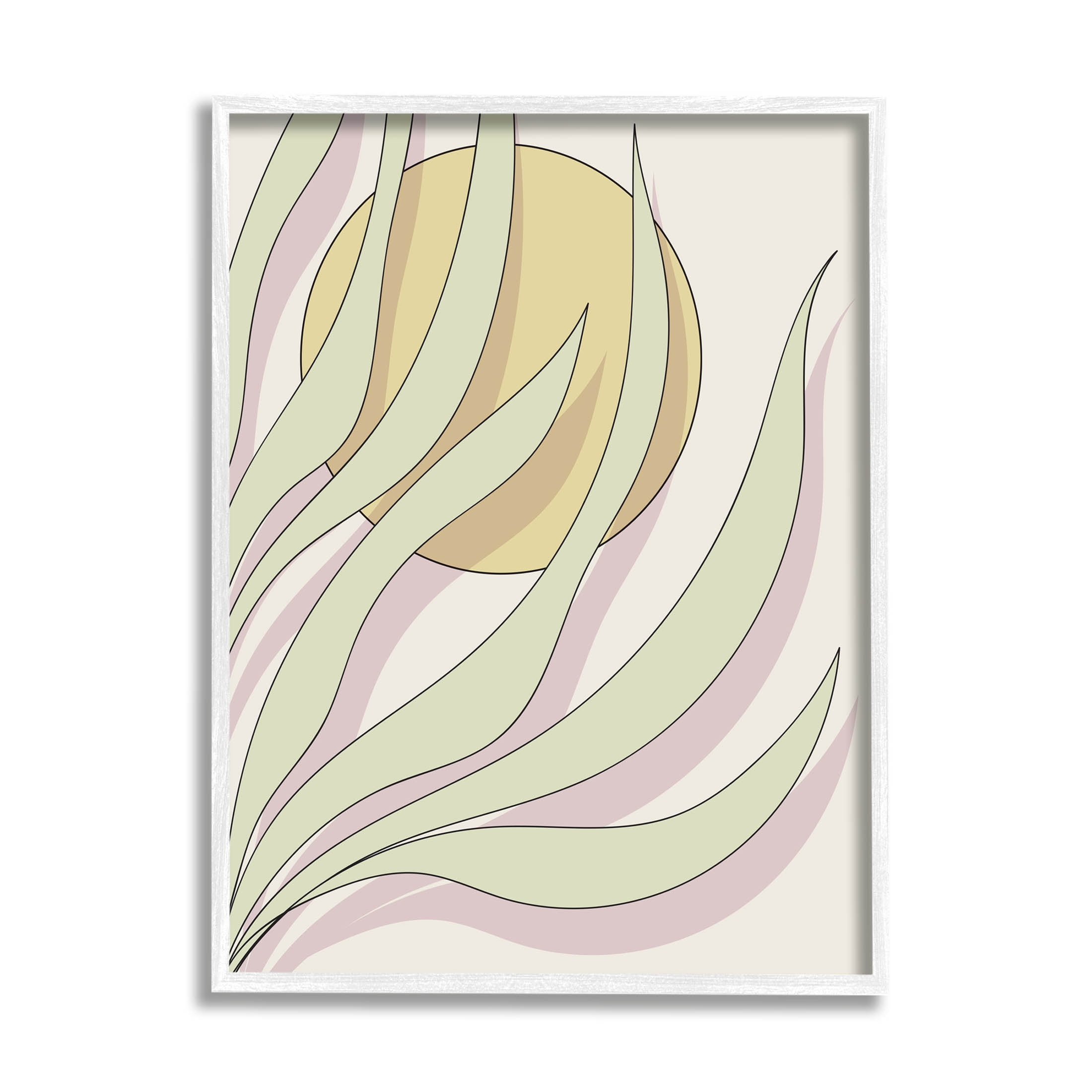 Contemporary Tropical Plant Leaves Botanical & Floral Graphic Art White Framed Art Print Wall Art