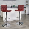 thumbnail image 1 of Contemporary Tufted Vinyl Adjustable Height Barstool with Chrome Base, Set of 2, Multiple Colors, 1 of 7