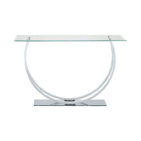 Contemporary U Shape Glass Tabletop Sofa Table, Silver